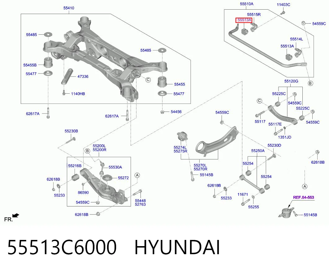 55513C6000 Hyundai/Kia Втулка стабілізатора переднього