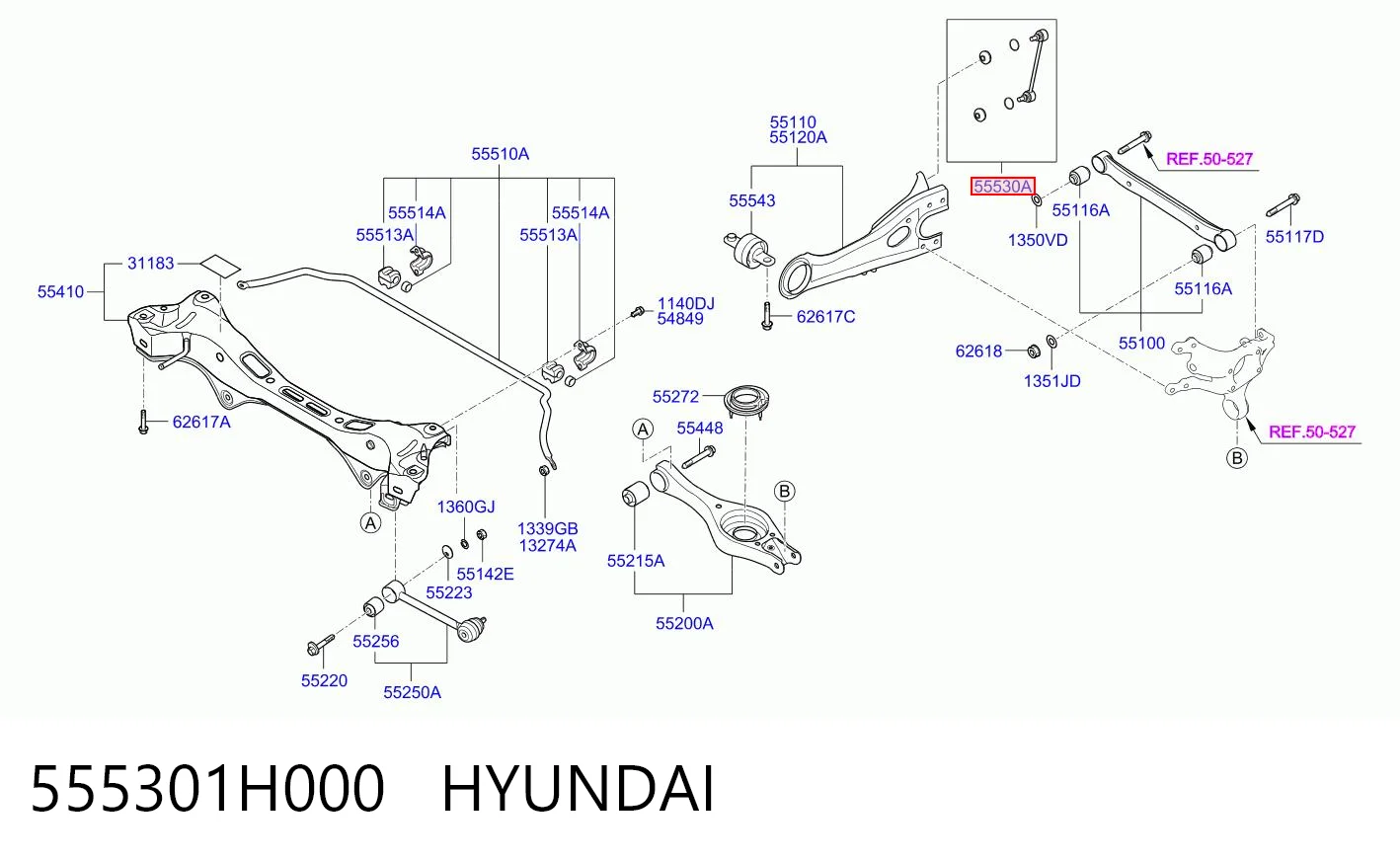 555301H000 Hyundai/Kia Тяжка стабілізатора, заднього