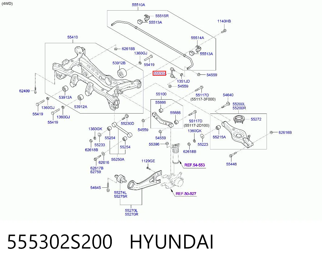 555302S200 Hyundai/Kia Тяжка стабілізатора, заднього