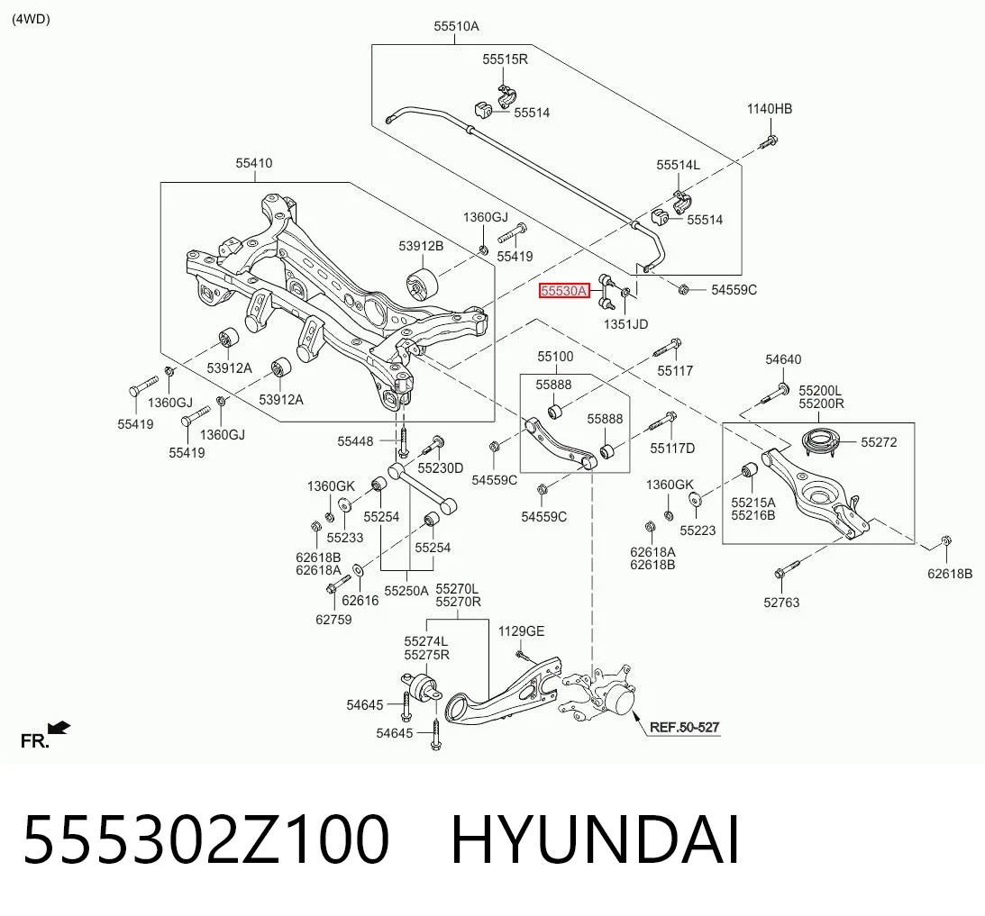 555302Z100 Hyundai/Kia Тяжка стабілізатора, заднього