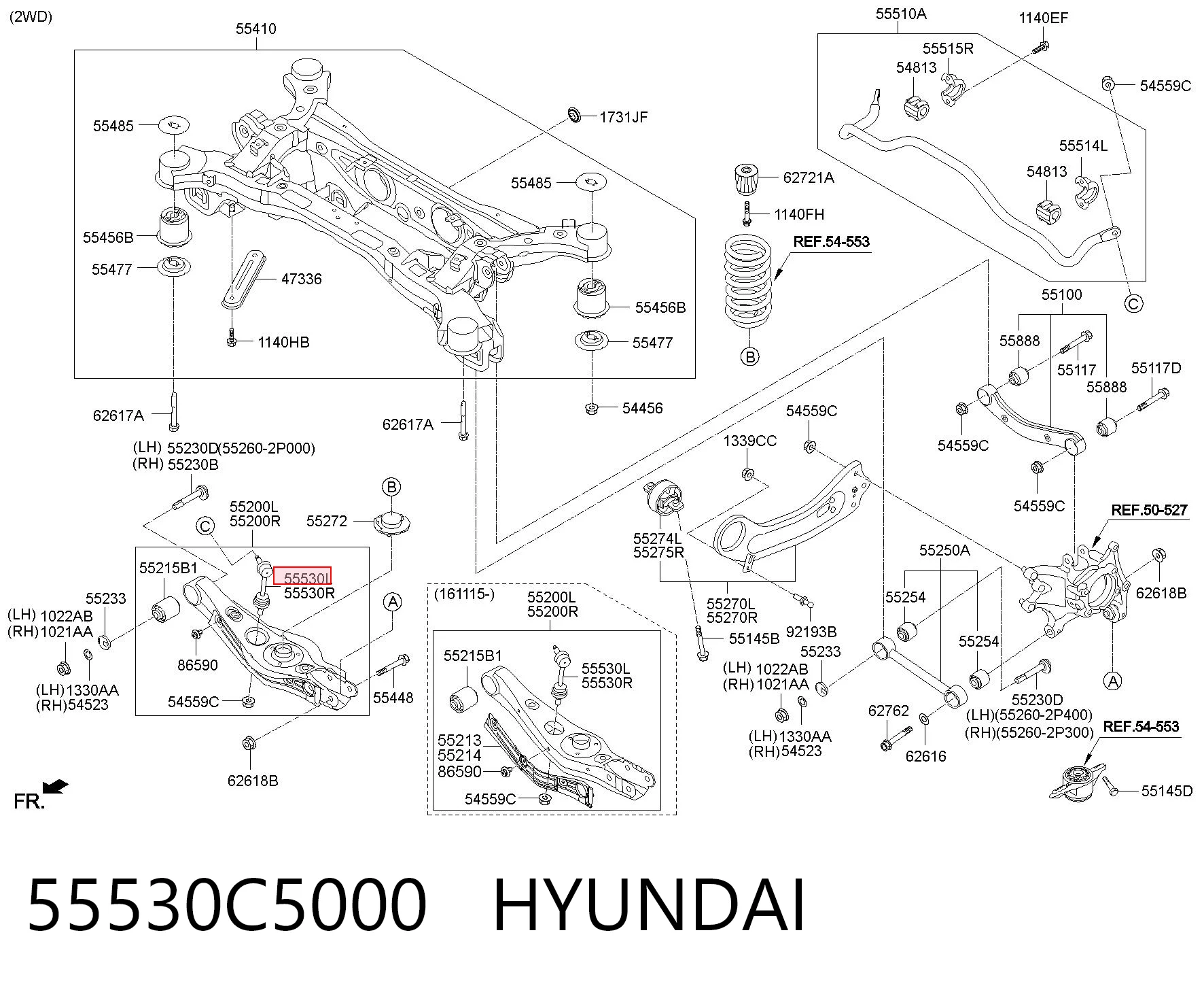 55530C5000 Hyundai/Kia Тяжка стабілізатора, заднього