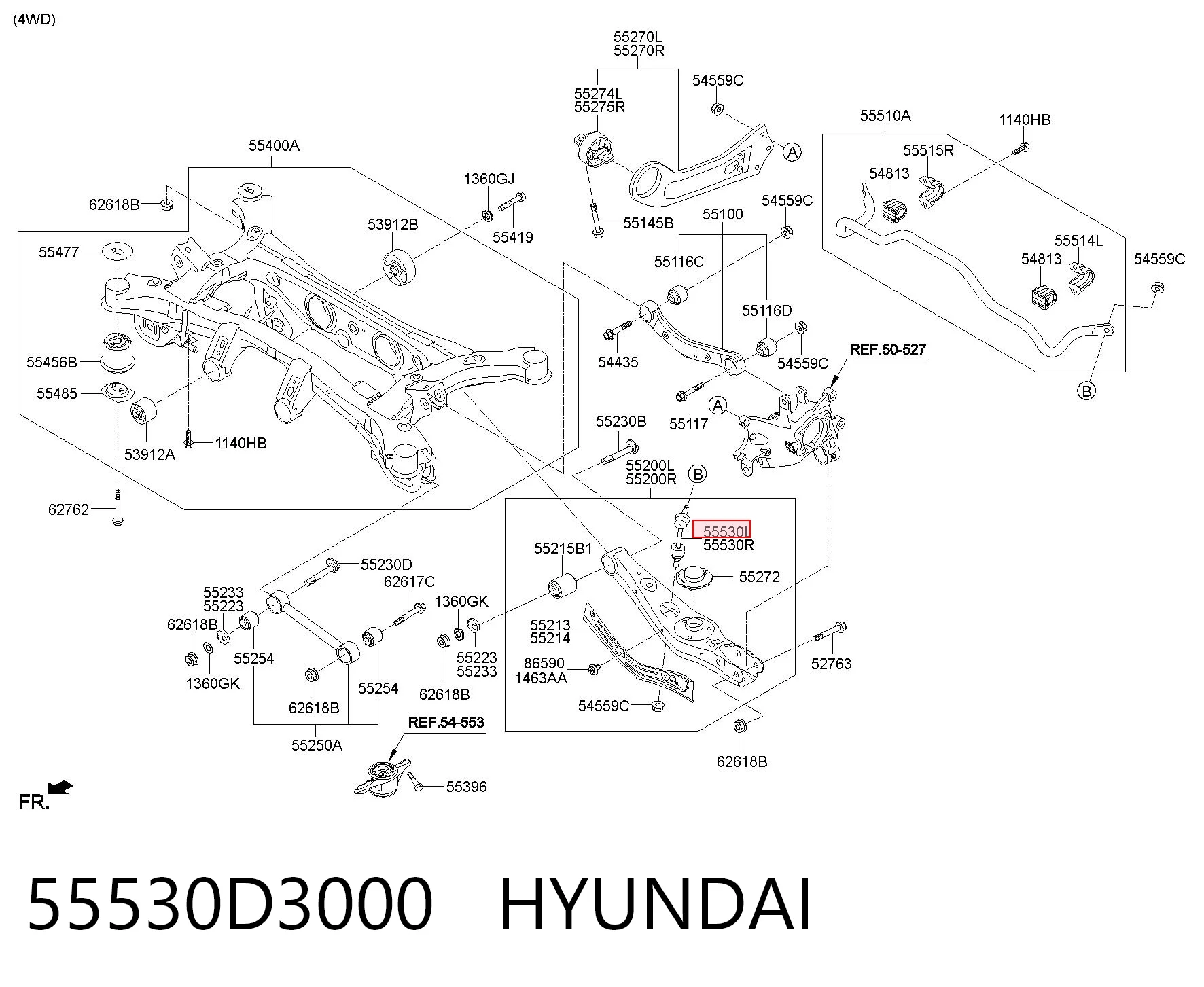 55530D3000 Hyundai/Kia Тяжка стабілізатора, заднього