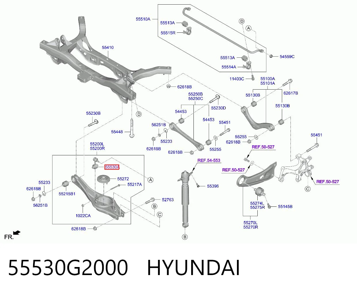 55530G2000 Hyundai/Kia Тяжка стабілізатора, заднього