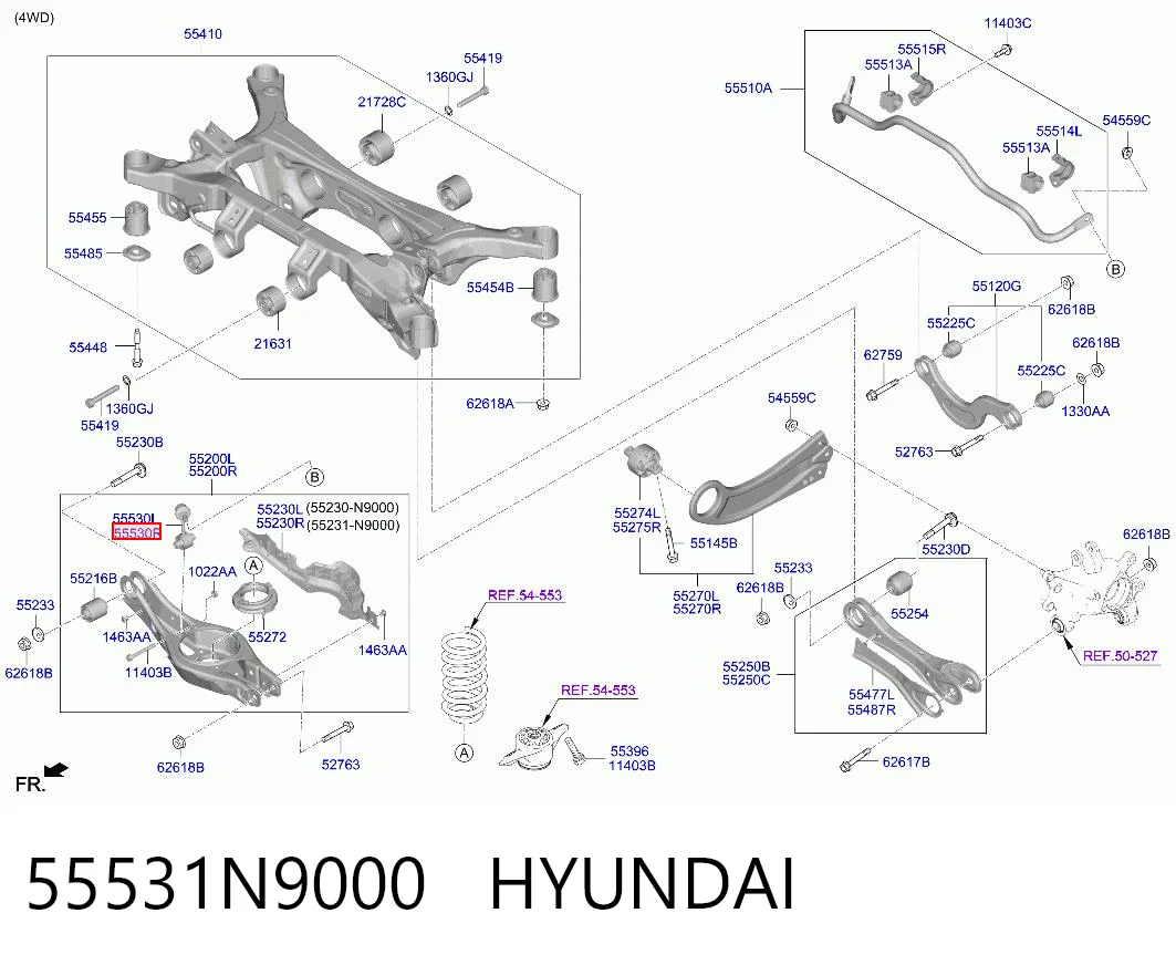 55531N9000 Hyundai/Kia Стійка стабілізатора, заднього, права