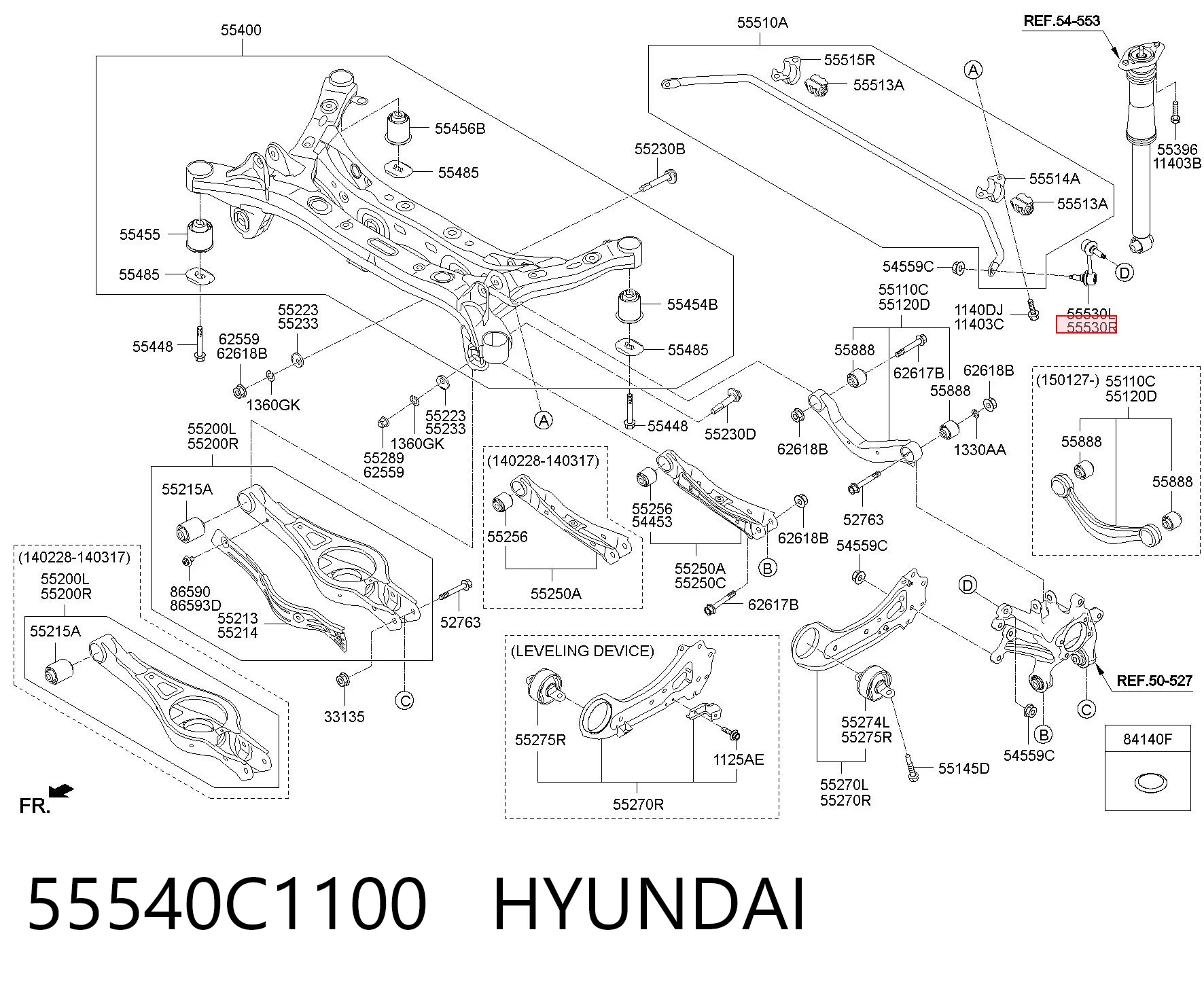 55540C1100 Hyundai/Kia Стійка стабілізатора, заднього, права