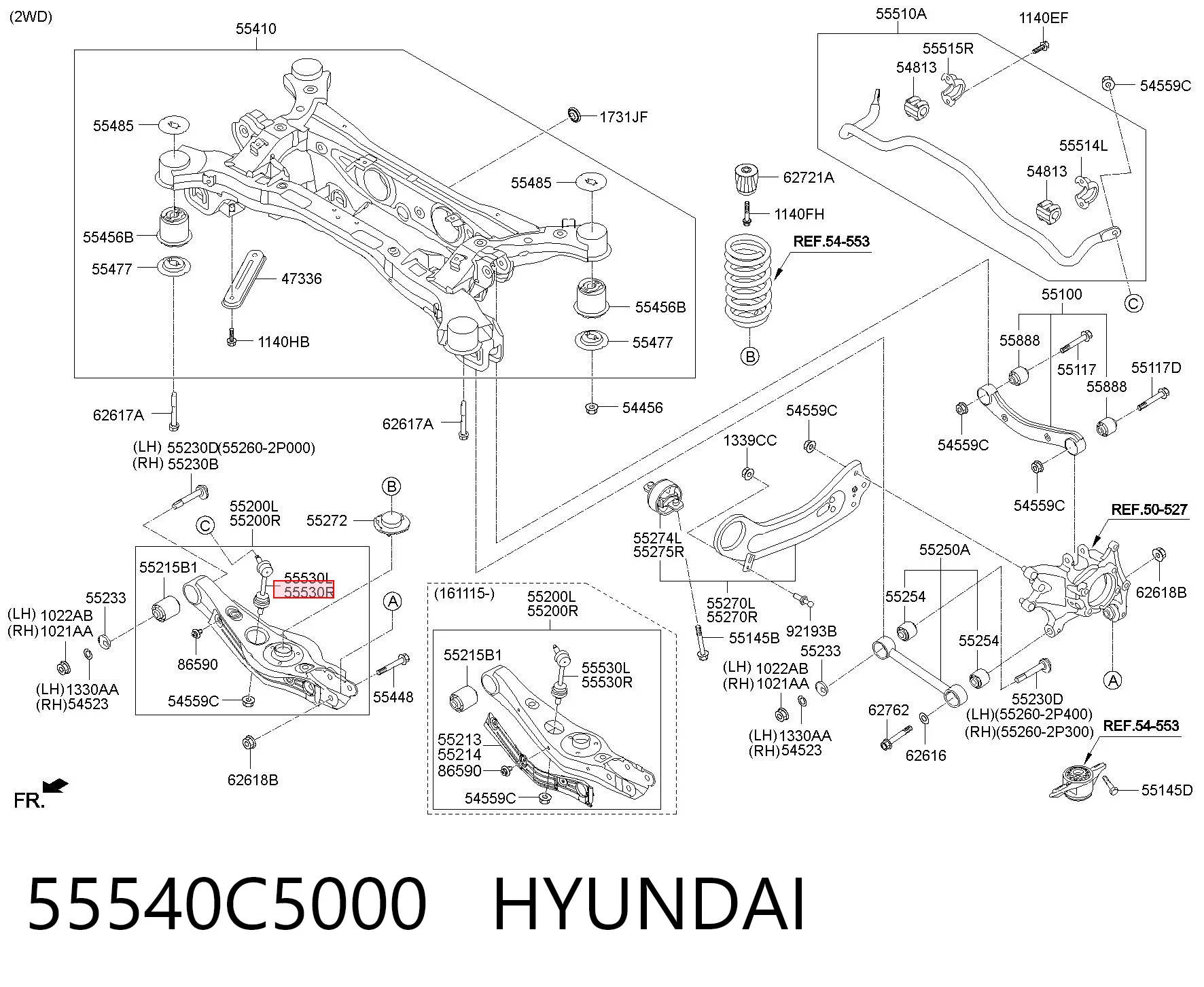 55540C5000 Hyundai/Kia Тяжка стабілізатора, заднього