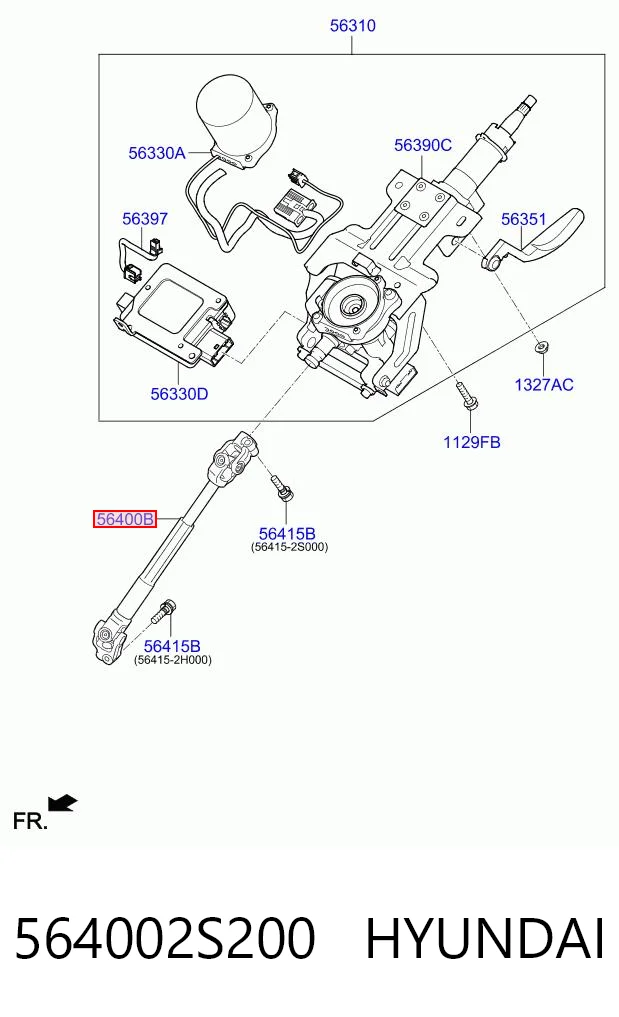 564002S200 Hyundai/Kia Вал рульової колонки, нижній