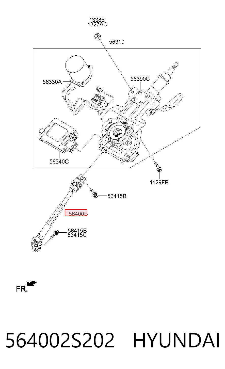 564002S202 Hyundai/Kia Вал рульової колонки, нижній