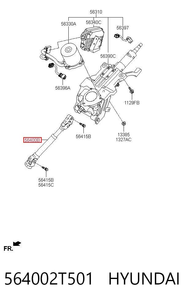 564002T501 Hyundai/Kia Вал рульової колонки, нижній