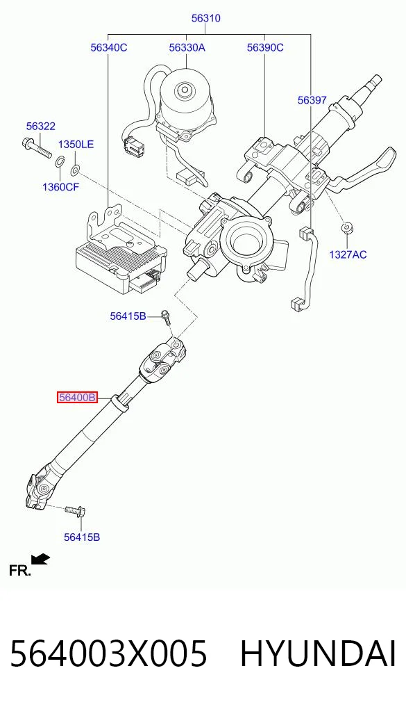564003X005 Hyundai/Kia Вал рульової колонки, нижній