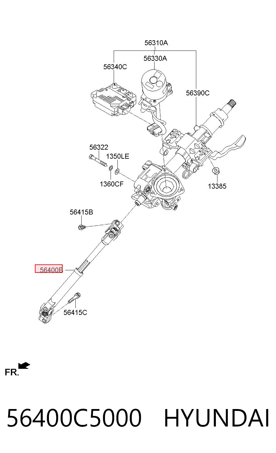 56400C5000 Hyundai/Kia Рульовий кардан нижній