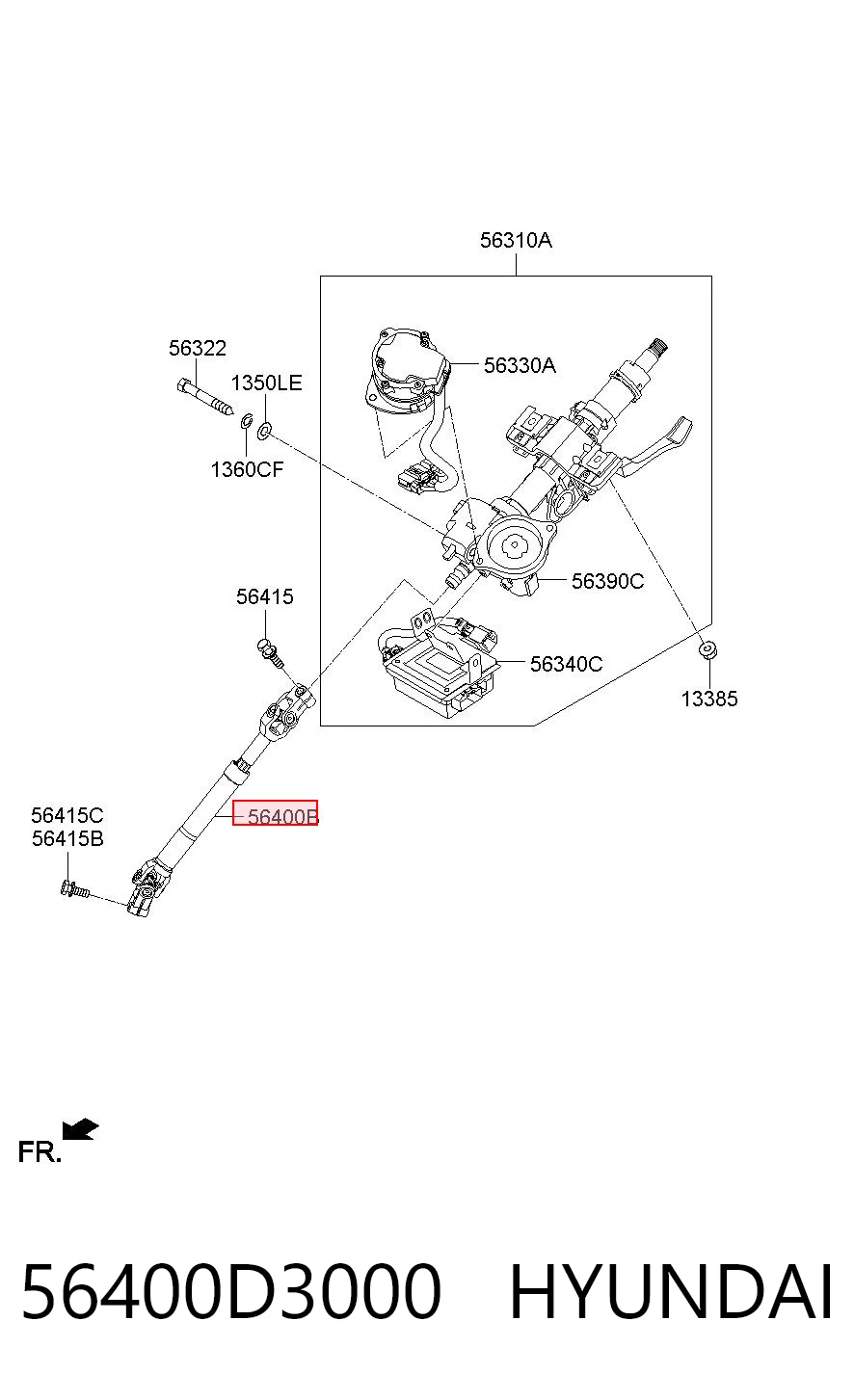 56400D3000 Hyundai/Kia Рульовий кардан нижній