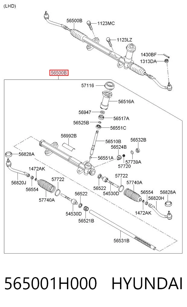 565001H000 Hyundai/Kia Рейковий рульовий механізм