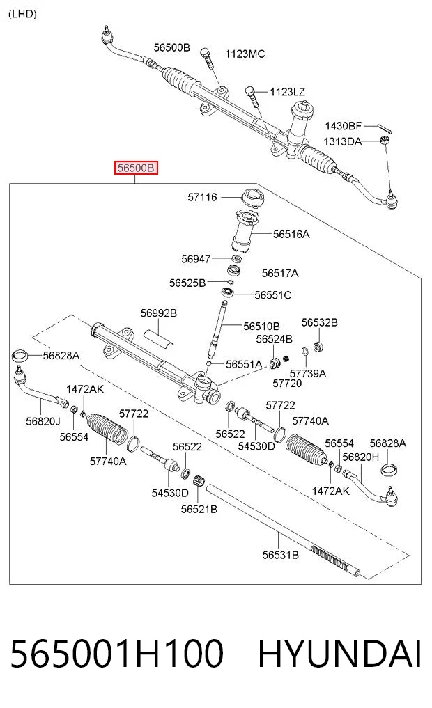 565001H100 Hyundai/Kia Рейковий рульовий механізм
