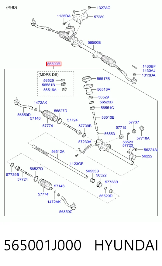 565001J000 Hyundai/Kia Рейковий рульовий механізм