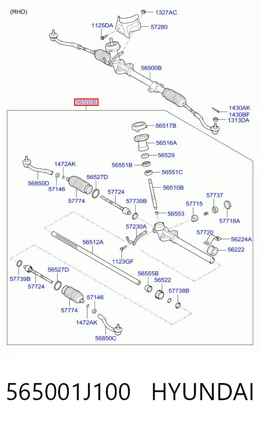 565001J100 Hyundai/Kia Рейковий рульовий механізм