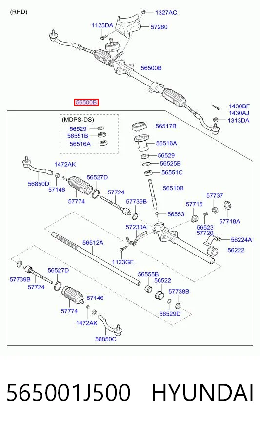 565001J500 Hyundai/Kia Рейковий рульовий механізм