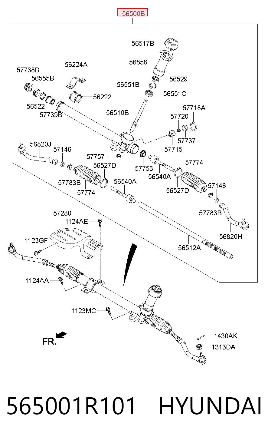 565001R101 Hyundai/Kia Рейковий рульовий механізм