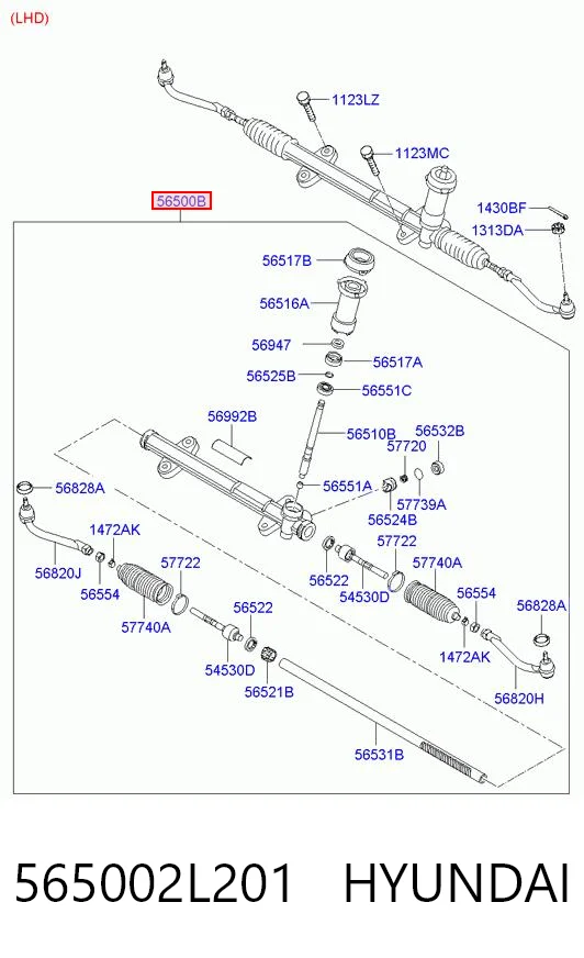 565002L201 Hyundai/Kia Рейковий рульовий механізм