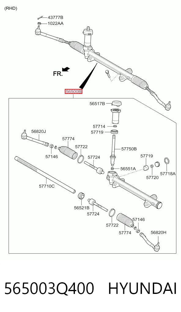 565003Q400 Hyundai/Kia Рейковий рульовий механізм