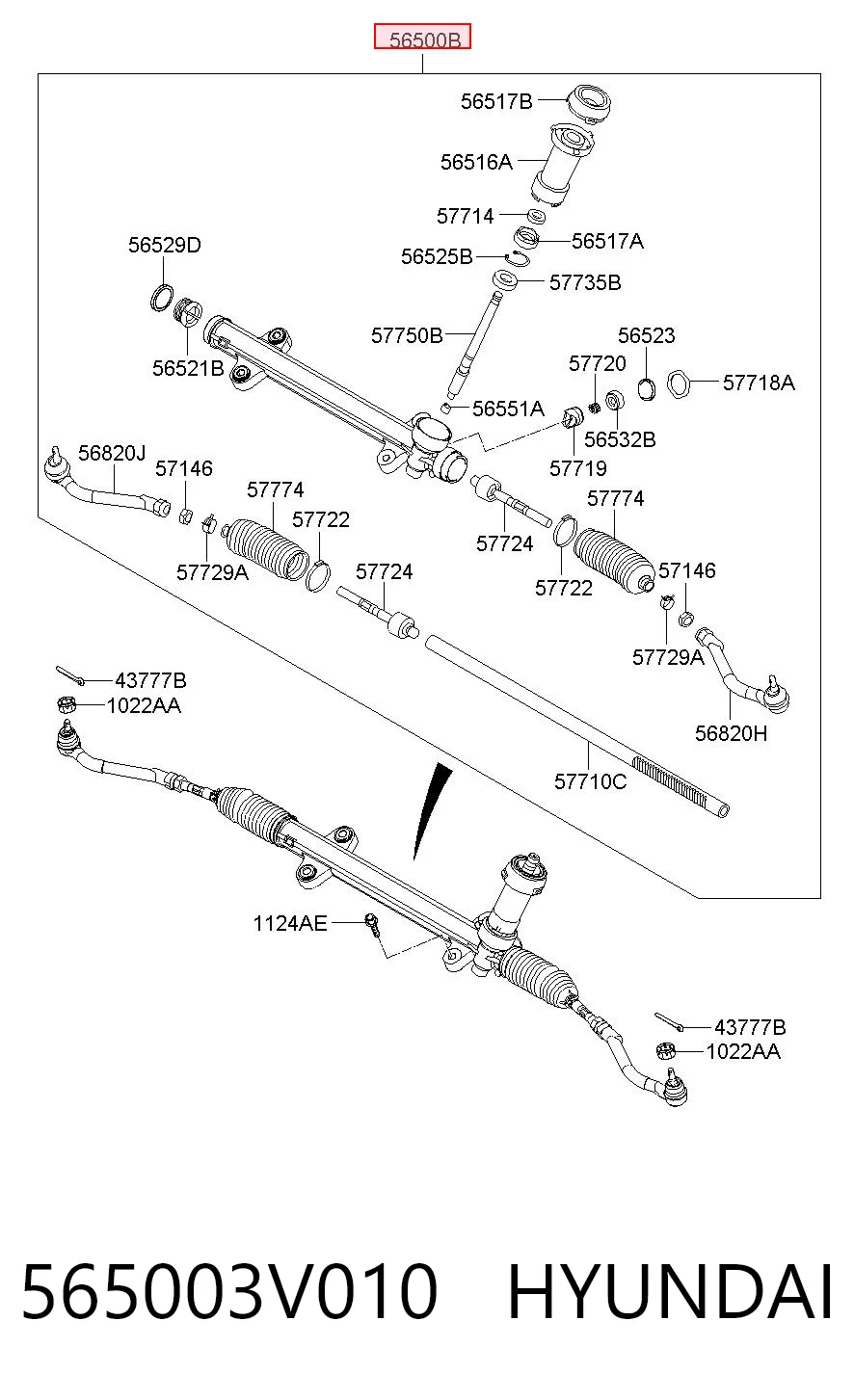 565003V010 Hyundai/Kia Рейковий рульовий механізм
