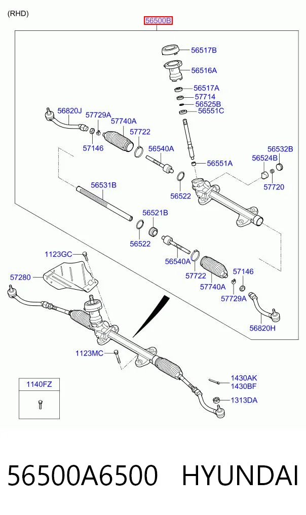 56500A6500 Hyundai/Kia Рейковий рульовий механізм
