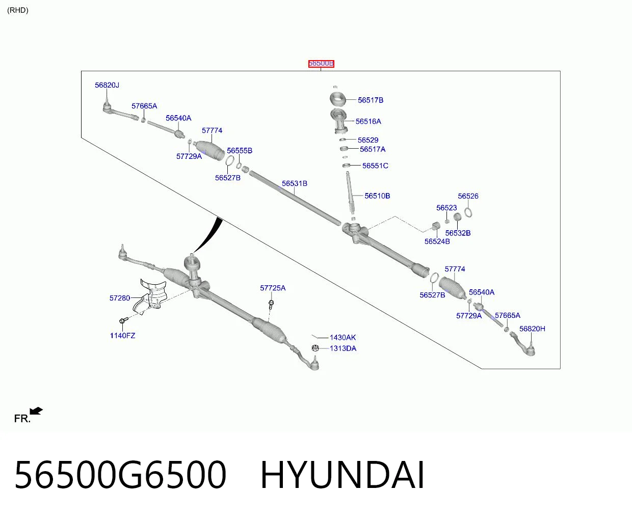 56500G6500 Hyundai/Kia Рейковий рульовий механізм