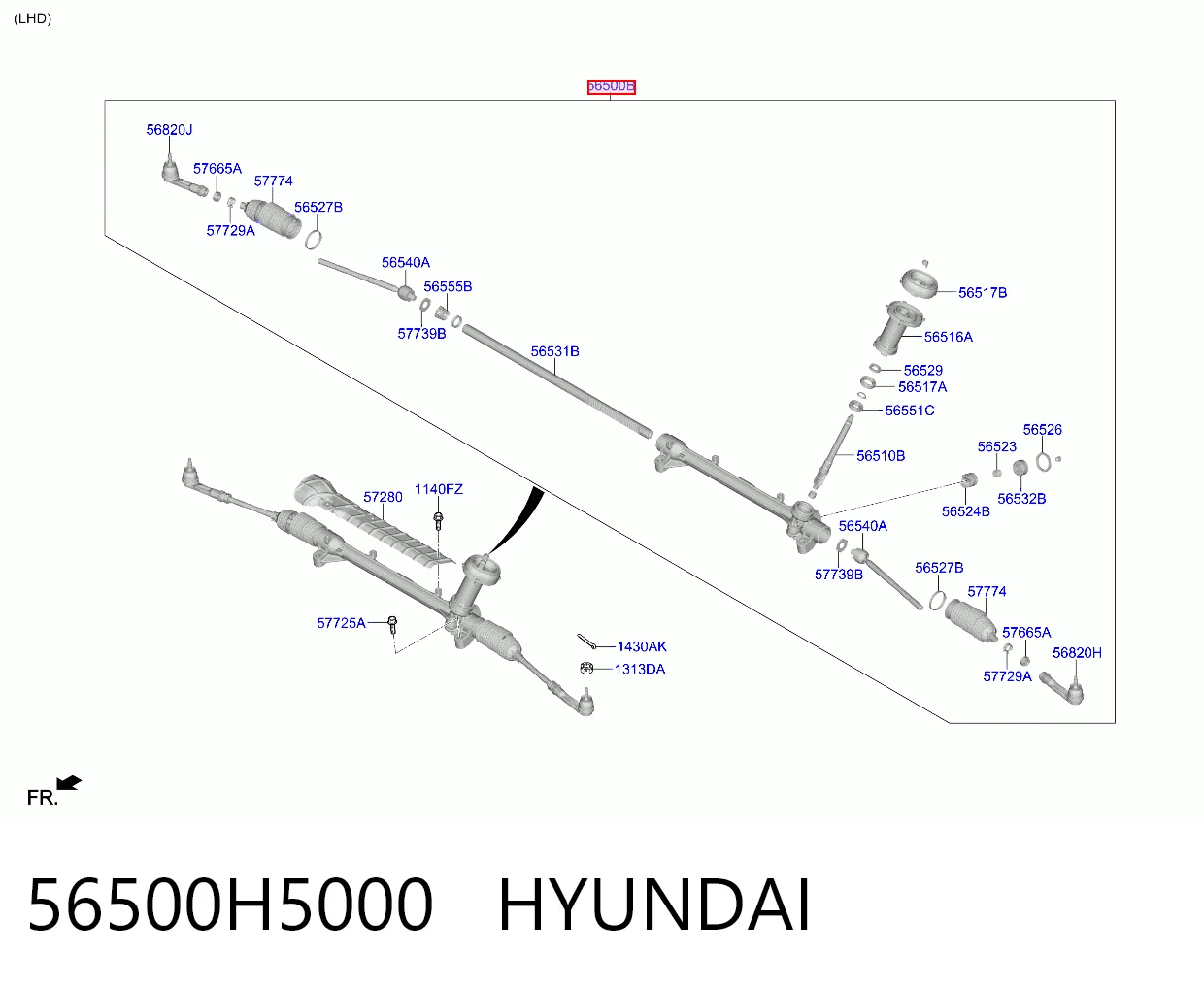 56500H5000 Hyundai/Kia Рейковий рульовий механізм