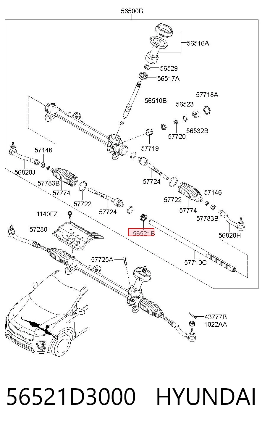 56521D3000 Hyundai/Kia Втулка вала рульової рейки