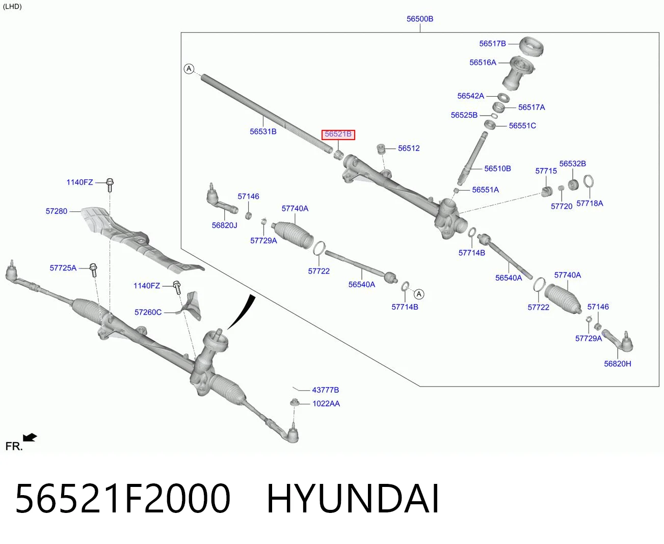 56521F2000 Hyundai/Kia Втулка вала рульової рейки
