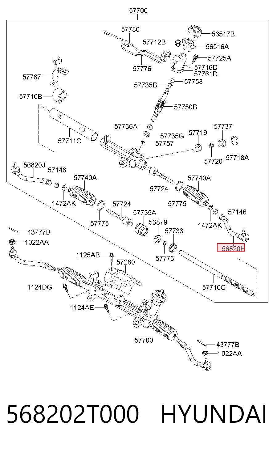 568202T000 Hyundai/Kia Зовнішній наконечник рульової тяги