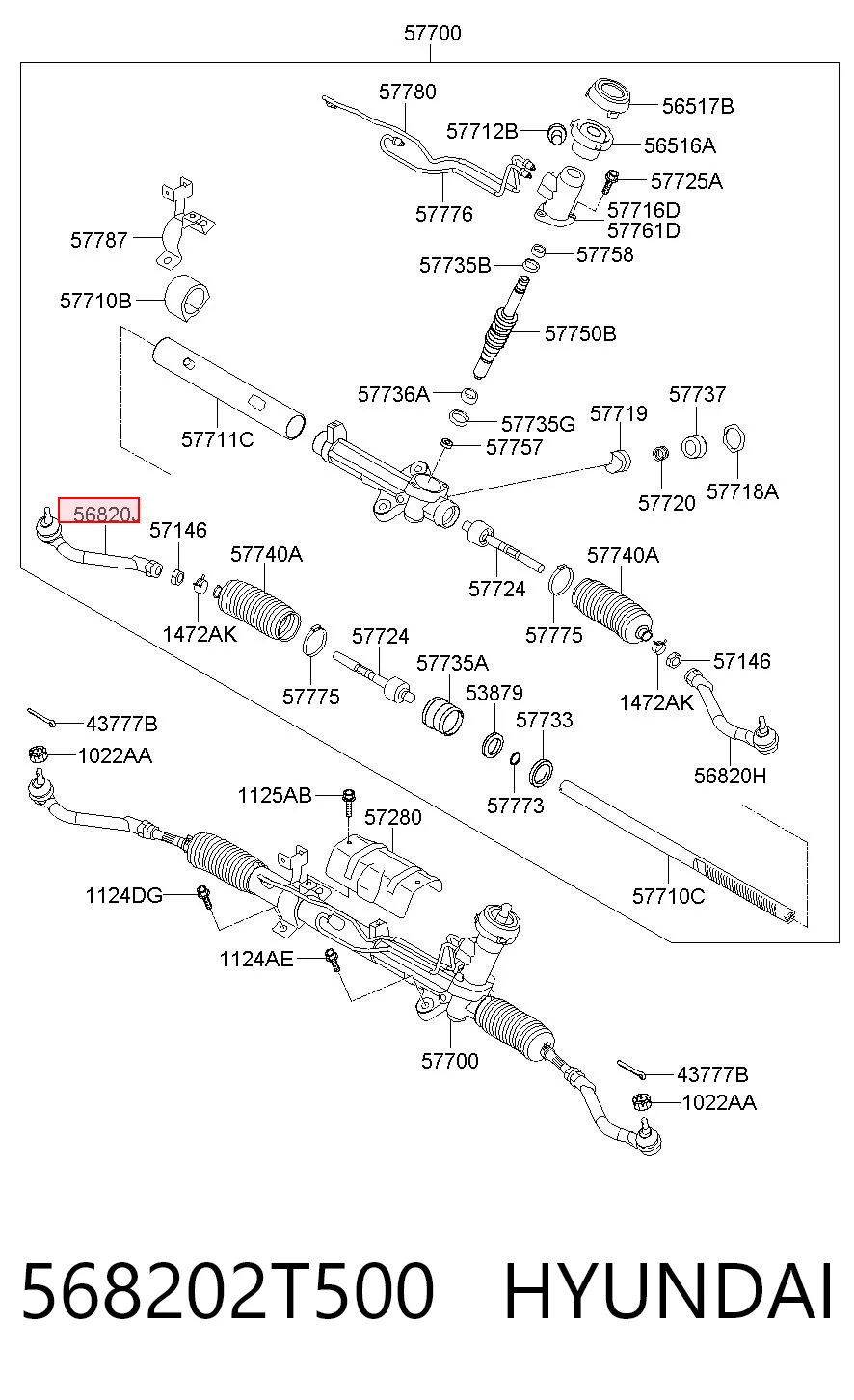 568202T500 Hyundai/Kia Зовнішній наконечник рульової тяги