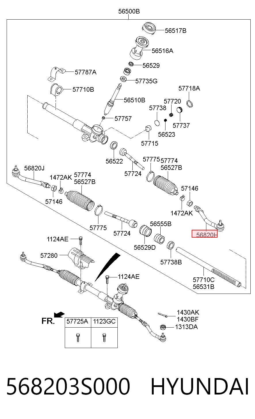 568203S000 Hyundai/Kia Зовнішній наконечник рульової тяги