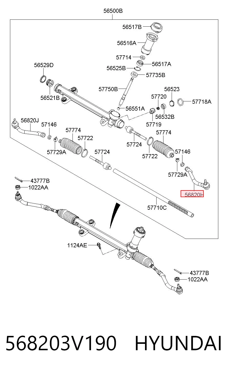 568203V190 Hyundai/Kia Зовнішній наконечник рульової тяги