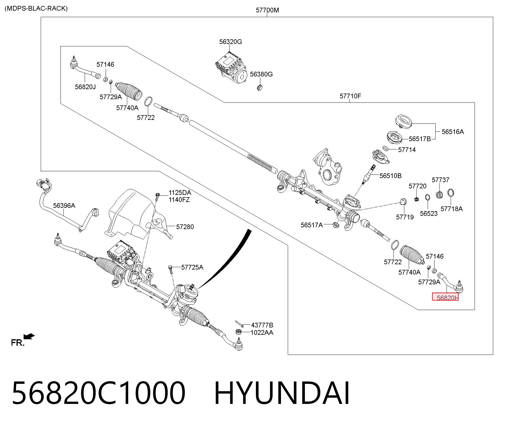 56820C1000 Hyundai/Kia Зовнішній наконечник рульової тяги