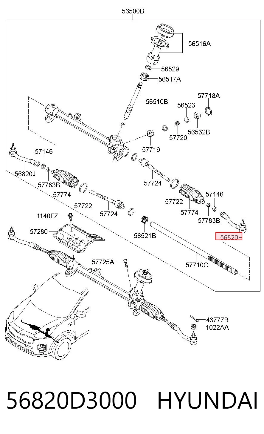 56820D3000 Hyundai/Kia Зовнішній наконечник рульової тяги