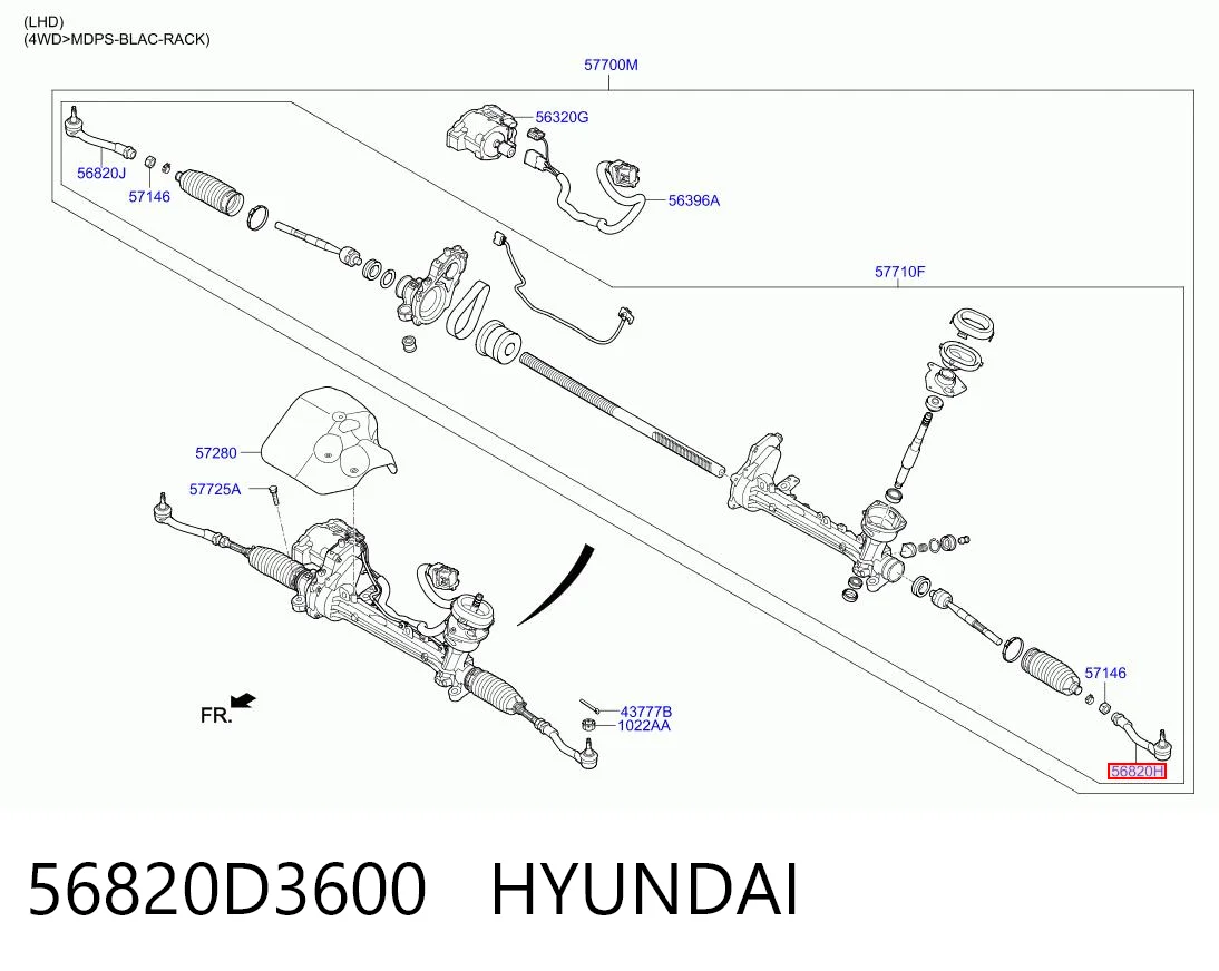 56820D3600 Hyundai/Kia Зовнішній наконечник рульової тяги