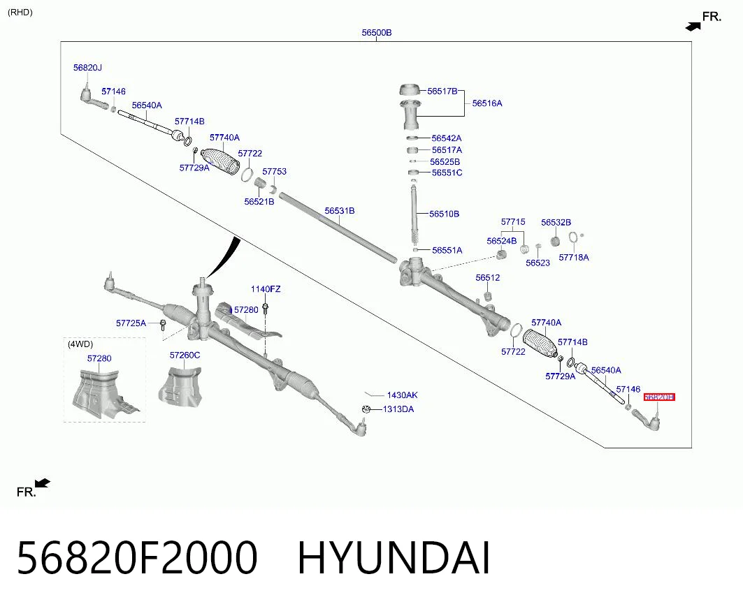 56820F2000 Hyundai/Kia Зовнішній наконечник рульової тяги