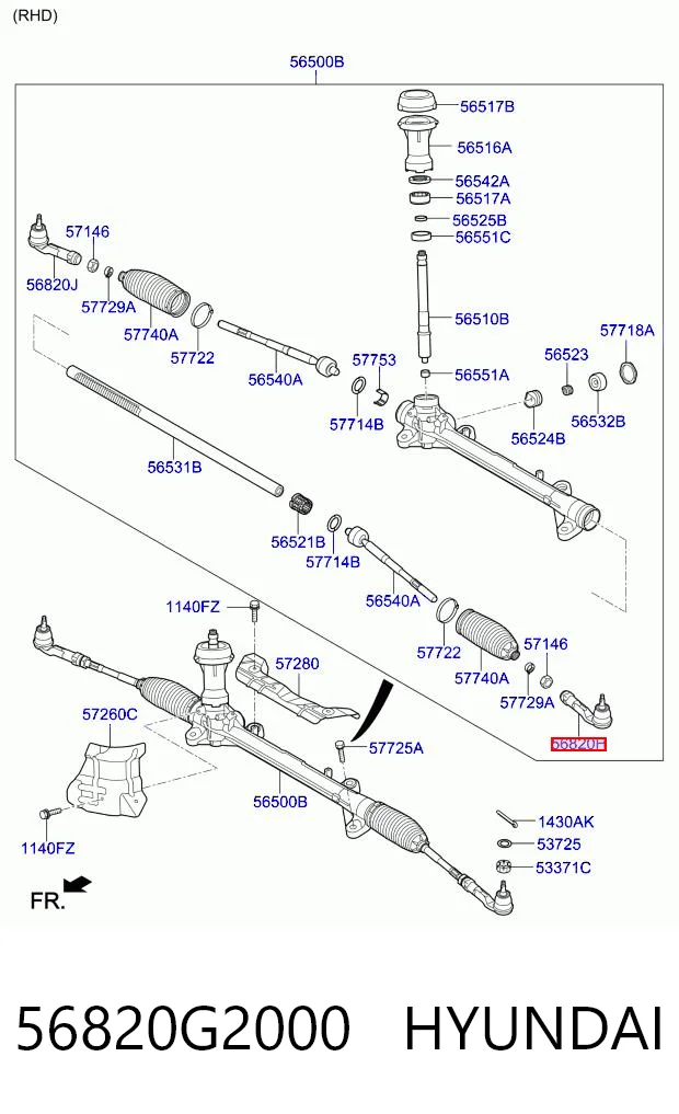 56820G2000 Hyundai/Kia Зовнішній наконечник рульової тяги