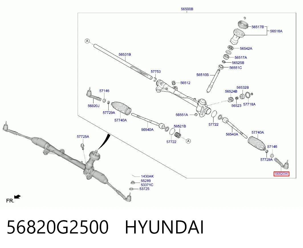 56820G2500 Hyundai/Kia Зовнішній наконечник рульової тяги