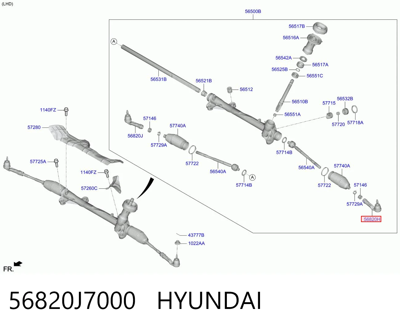 56820J7000 Hyundai/Kia Зовнішній наконечник рульової тяги