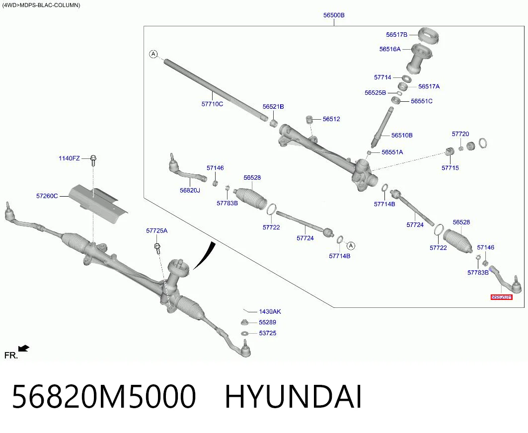 56820M5000 Hyundai/Kia Зовнішній наконечник рульової тяги