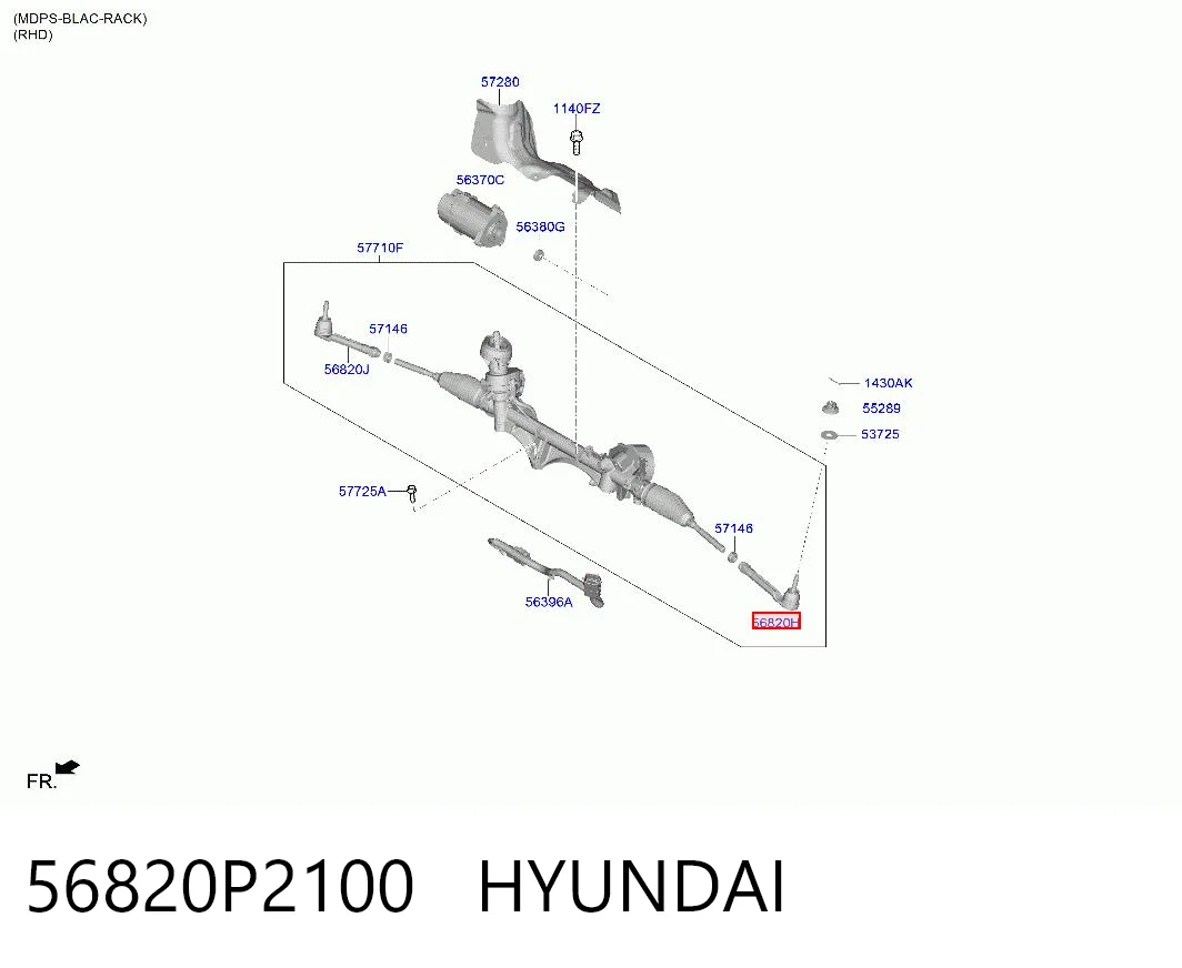 56820P2100 Hyundai/Kia Зовнішній наконечник рульової тяги