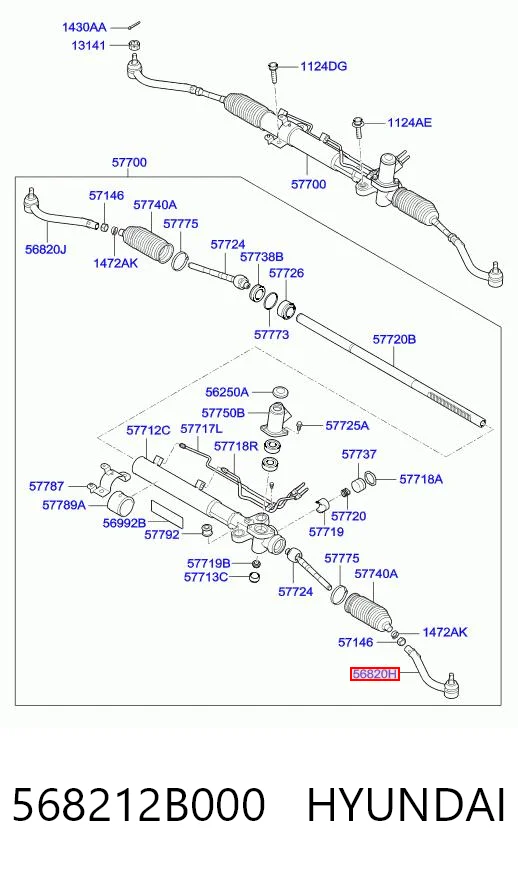 568212B000 Hyundai/Kia Зовнішній наконечник рульової тяги
