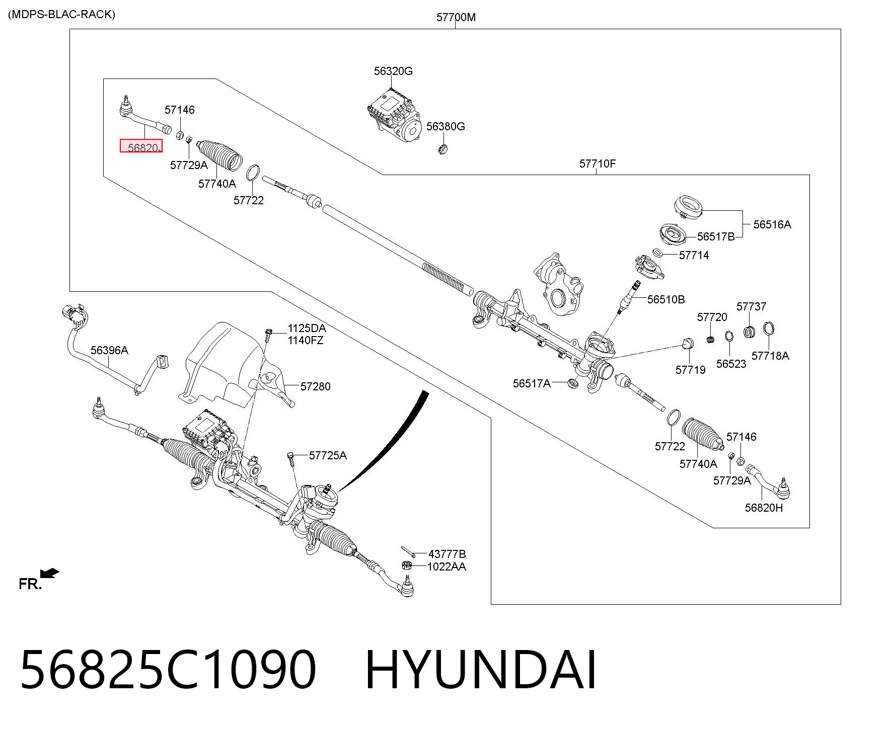 56825C1090 Hyundai/Kia Зовнішній наконечник рульової тяги