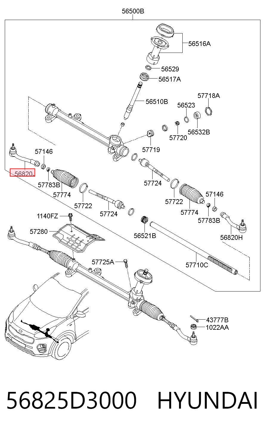 56825D3000 Hyundai/Kia Зовнішній наконечник рульової тяги