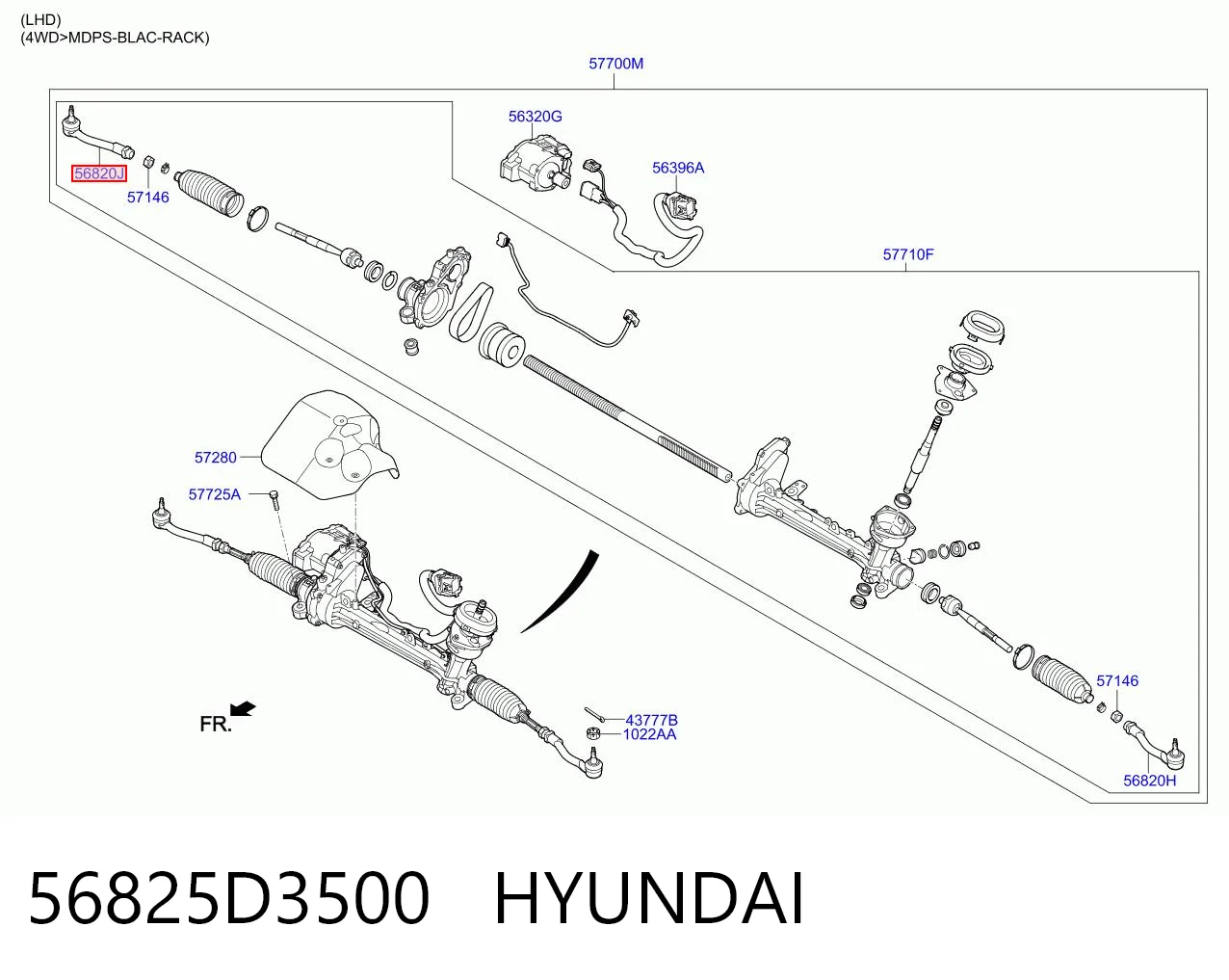 56825D3500 Hyundai/Kia Зовнішній наконечник рульової тяги