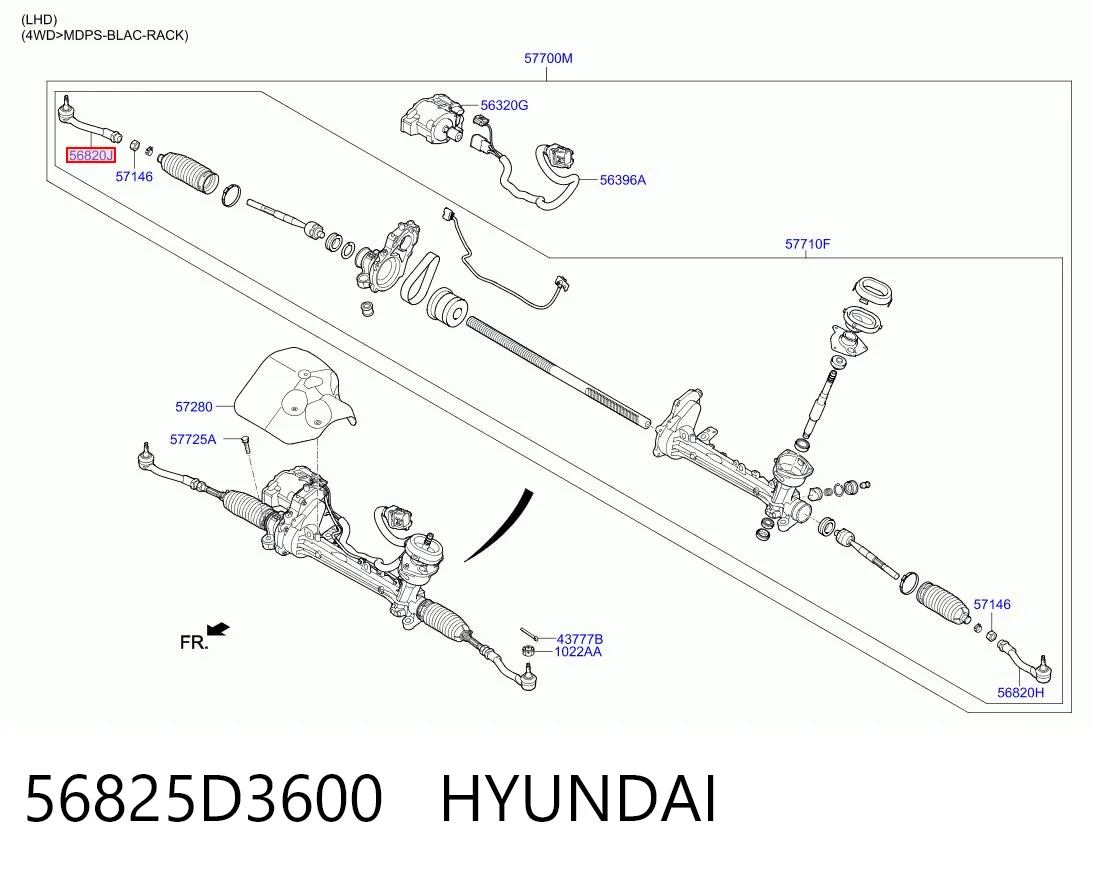 56825D3600 Hyundai/Kia Зовнішній наконечник рульової тяги
