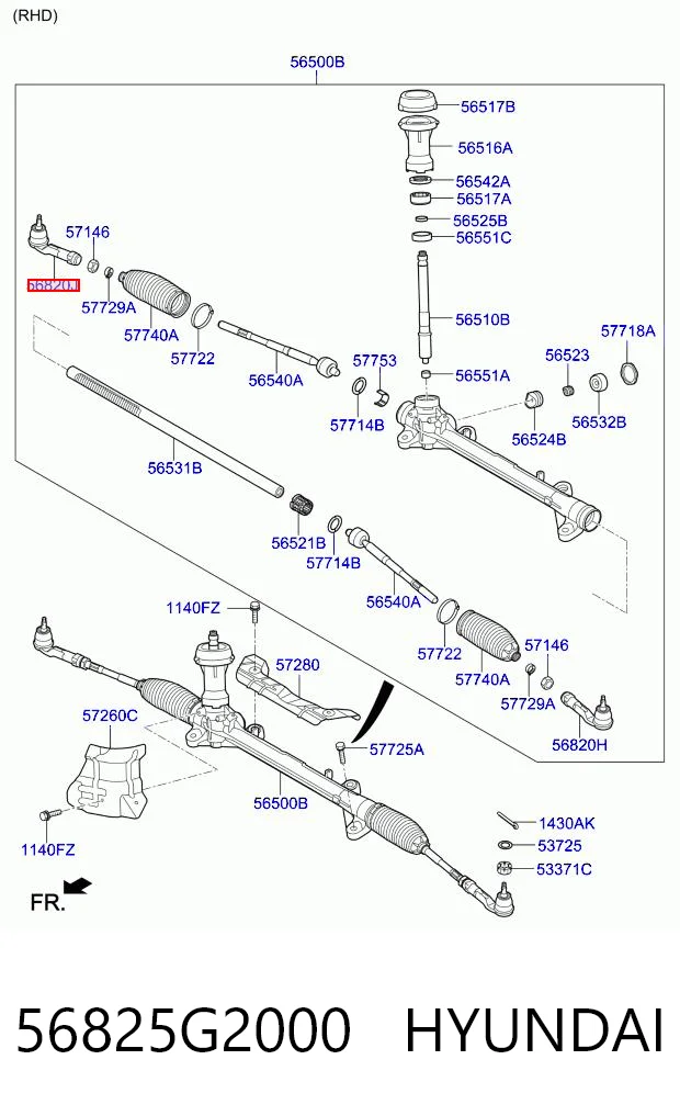 56825G2000 Hyundai/Kia Зовнішній наконечник рульової тяги