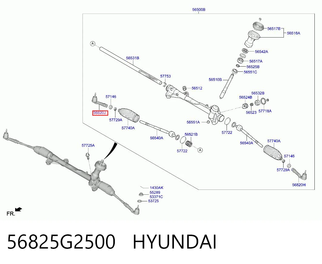 56825G2500 Hyundai/Kia Зовнішній наконечник рульової тяги
